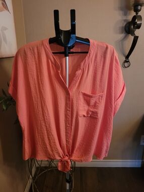 NWOT Women's Coral Button-Down Top